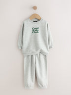 Grey Back Print Crew Neck Joggers Set 4 Piece (3mths-7yrs)