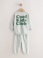 Grey Back Print Crew Neck Joggers Set 4 Piece (3mths-7yrs)
