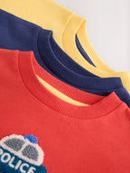Multi Bright Transport Long Sleeve Applique T-Shirts 3 Pack (3mths-7yrs)