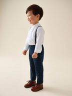 Navy Check Shirt Trousers and Braces Set (3mths-9yrs)