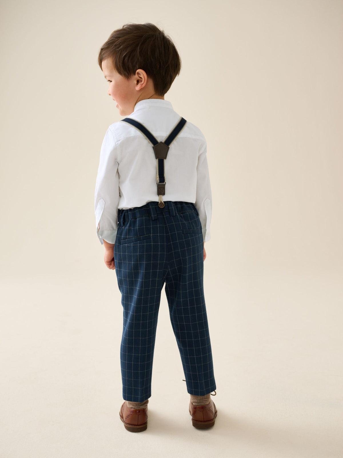 Navy Check Shirt Trousers and Braces Set (3mths-9yrs)