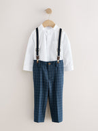Navy Check Shirt Trousers and Braces Set (3mths-9yrs)