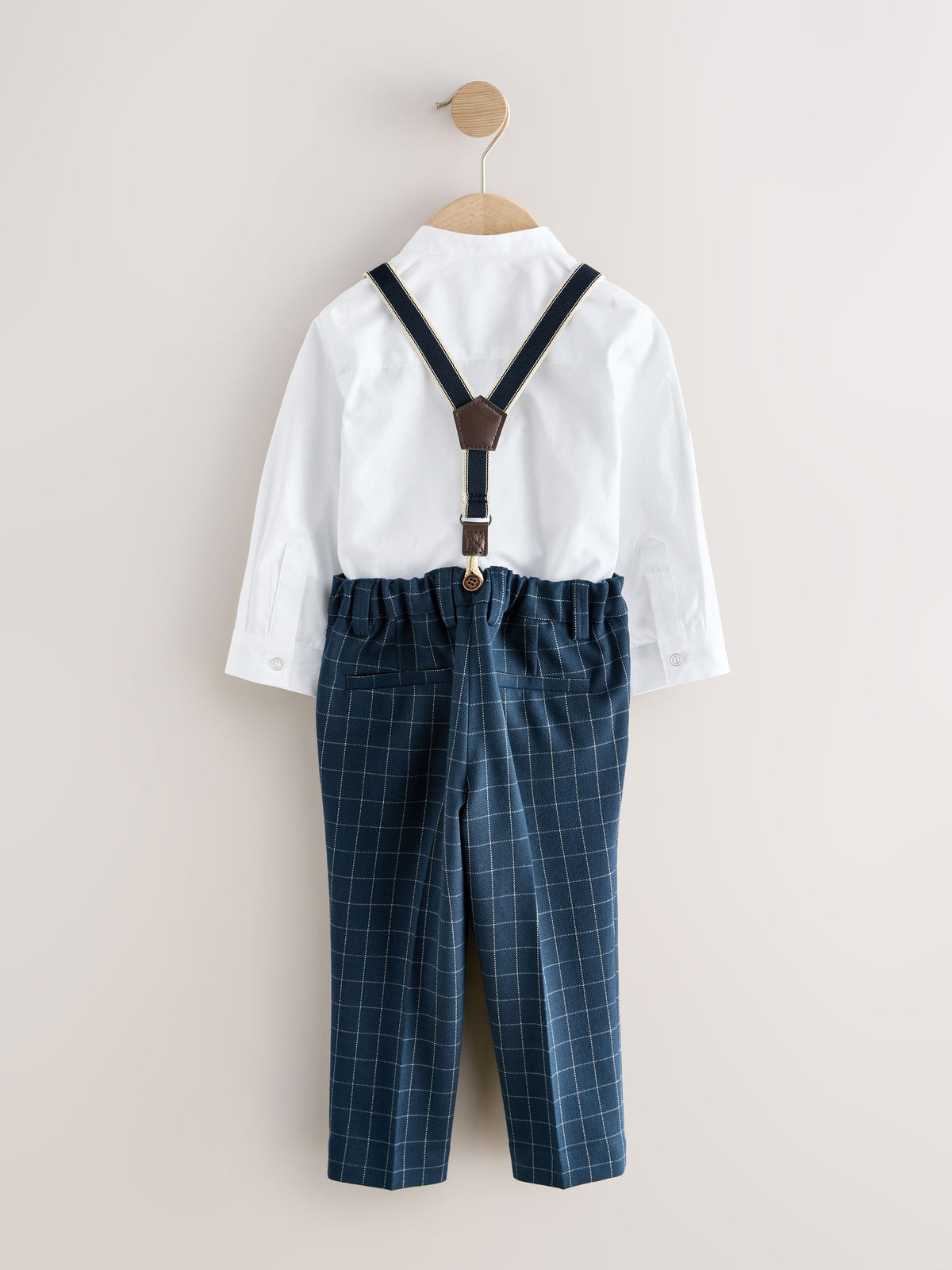 Navy Check Shirt Trousers and Braces Set (3mths-9yrs)