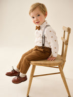 Tan Brown Bear Shirt Trousers Braces & Bow Tie Set (3mths-9yrs)