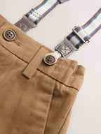 Tan Brown Bear Shirt Trousers Braces & Bow Tie Set (3mths-9yrs)