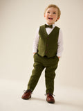 Olive Green Waistcoat Shirt Trousers & Bow Tie Set (3mths-9yrs)