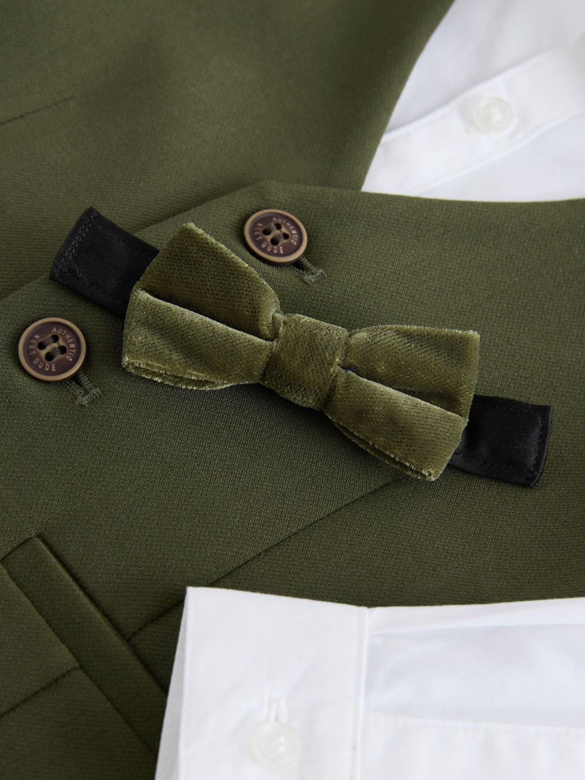 Olive Green Waistcoat Shirt Trousers & Bow Tie Set (3mths-9yrs)