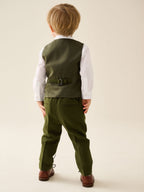 Olive Green Waistcoat Shirt Trousers & Bow Tie Set (3mths-9yrs)