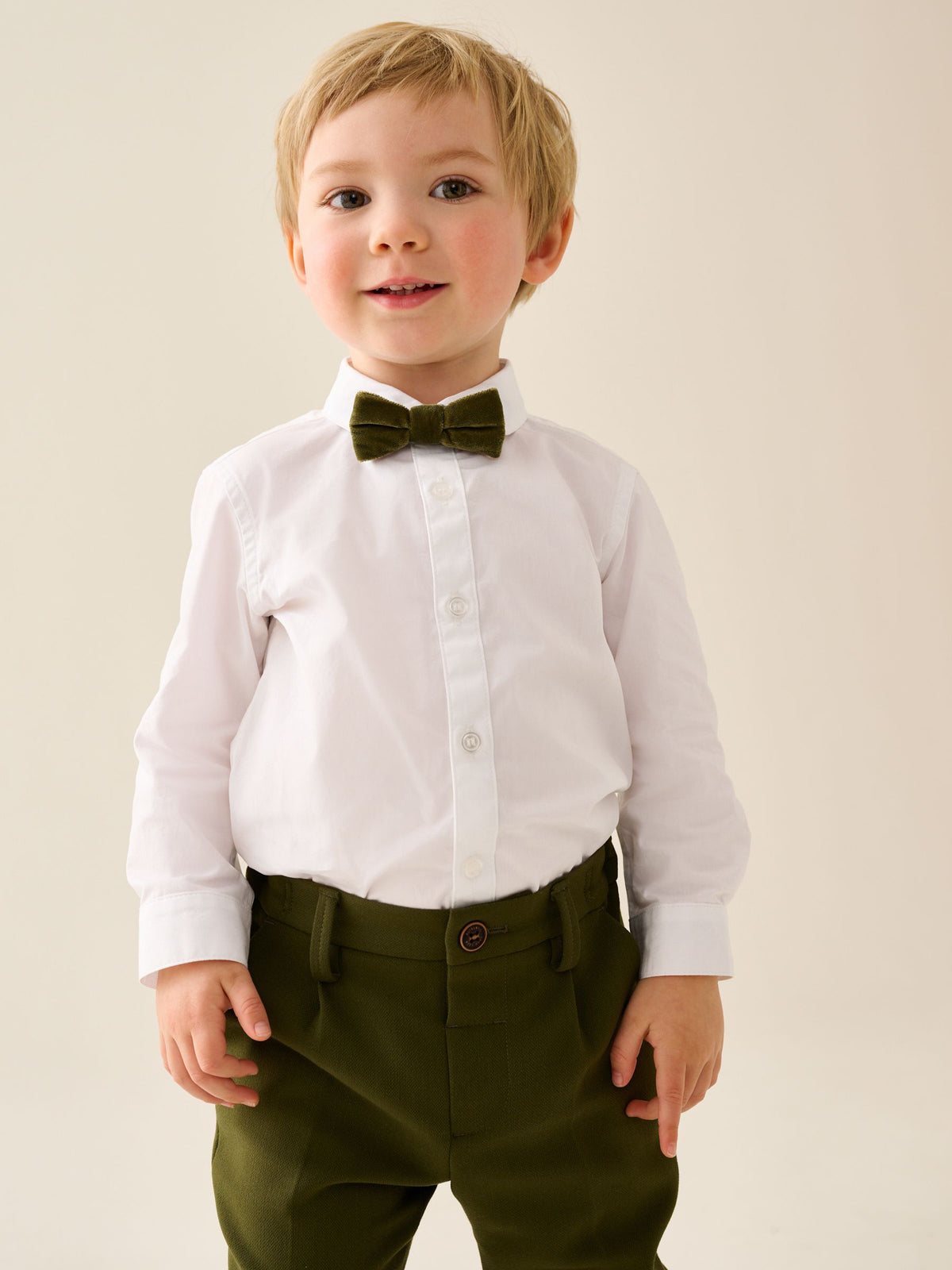 Olive Green Waistcoat Shirt Trousers & Bow Tie Set (3mths-9yrs)
