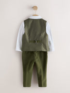 Olive Green Waistcoat Shirt Trousers & Bow Tie Set (3mths-9yrs)