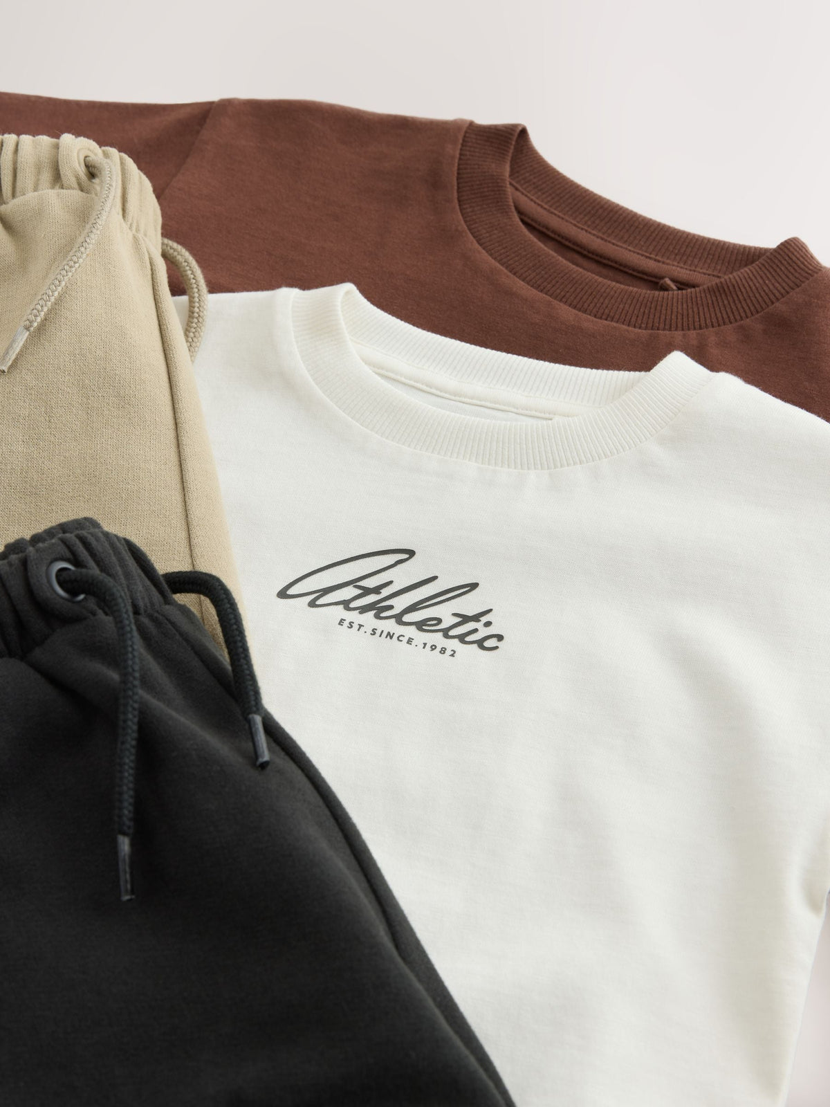 Brown/Cream T-Shirt & Joggers Set 4 Piece (3mths-7yrs)