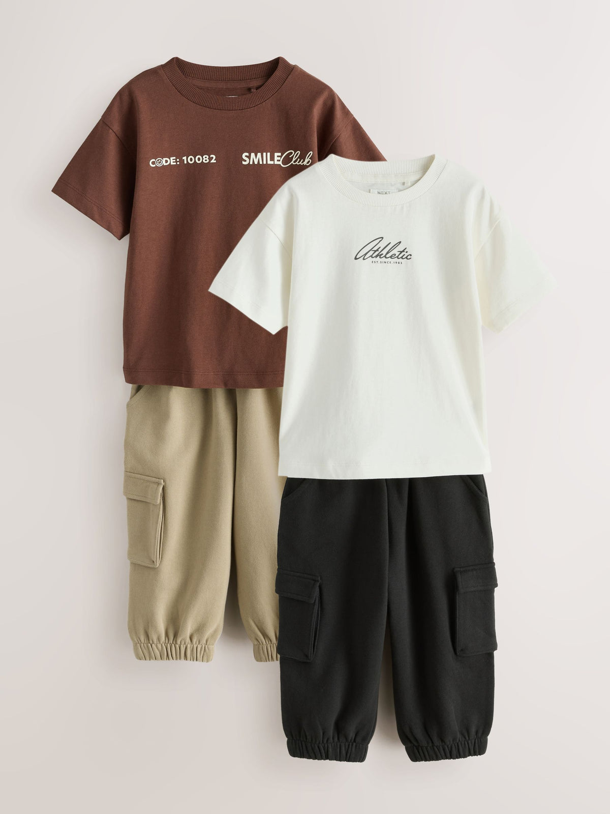 Brown/Cream T-Shirt & Joggers Set 4 Piece (3mths-7yrs)