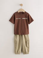 Brown/Cream T-Shirt & Joggers Set 4 Piece (3mths-7yrs)