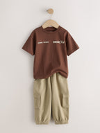 Brown/Cream T-Shirt & Joggers Set 4 Piece (3mths-7yrs)