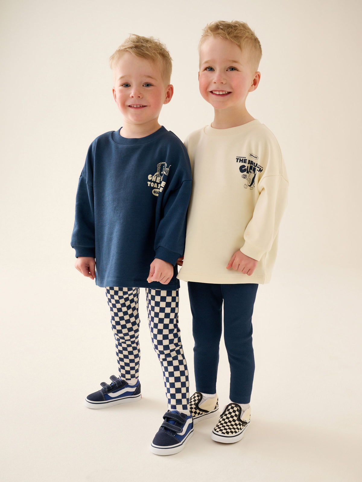 Navy/White Brunch Club Graphic Printed Top and Leggings Set 2 Pack (3mths-7yrs)