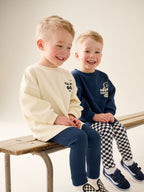Navy/White Brunch Club Graphic Printed Top and Leggings Set 2 Pack (3mths-7yrs)