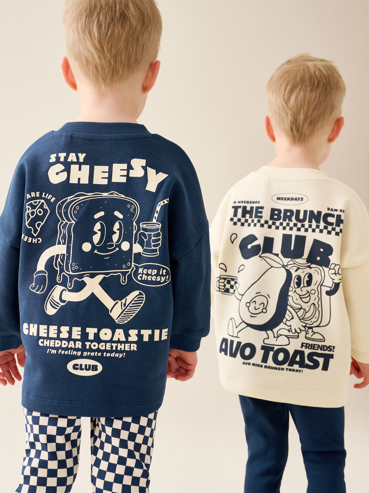 Navy/White Brunch Club Graphic Printed Top and Leggings Set 2 Pack (3mths-7yrs)