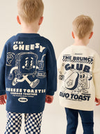 Navy/White Brunch Club Graphic Printed Top and Leggings Set 2 Pack (3mths-7yrs)