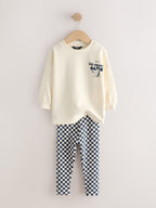 Navy/White Brunch Club Graphic Printed Top and Leggings Set 2 Pack (3mths-7yrs)