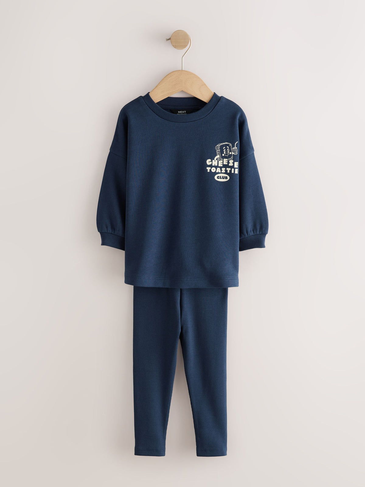 Navy/White Brunch Club Graphic Printed Top and Leggings Set 2 Pack (3mths-7yrs)