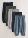 Grey/Black/Green Regular Fit Joggers 5 Pack (3mths-7yrs)