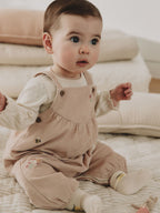 Ecru Bunny Baby Cord Dungarees And Long Sleeve Bodysuits 2 Piece Set (0mths-2yrs)