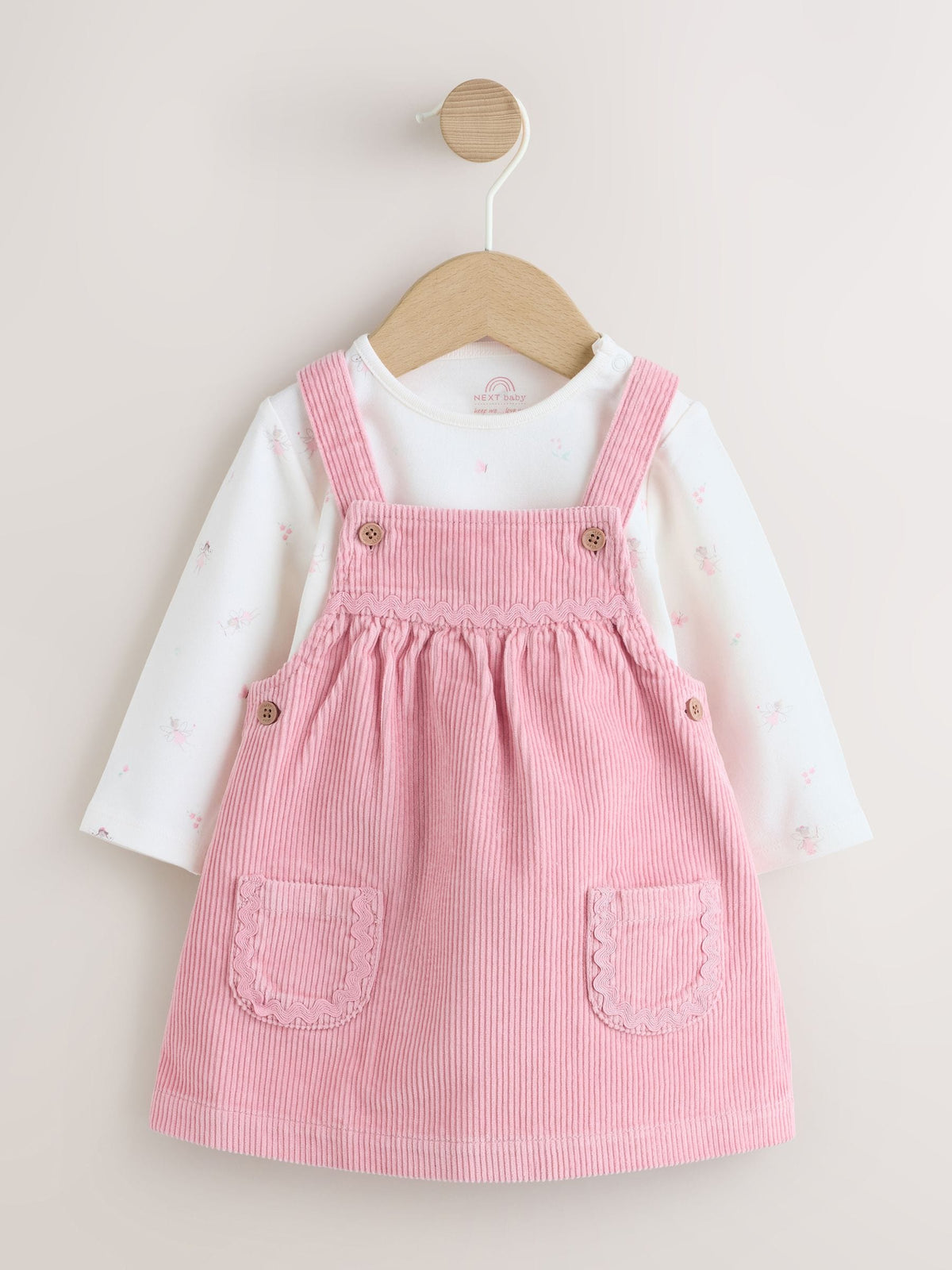 Pink Cord Baby Bodysuit And Pinafore Set 2 Piece (0mths-2yrs)