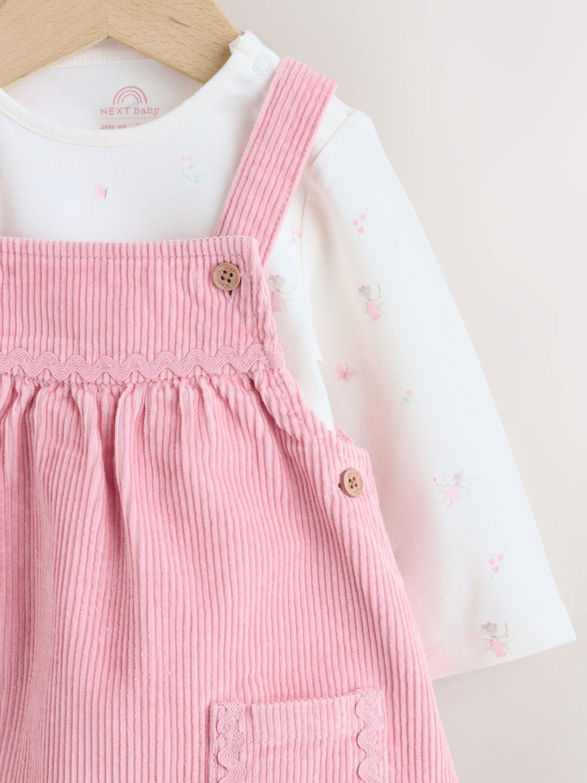 Pink Cord Baby Bodysuit And Pinafore Set 2 Piece (0mths-2yrs)