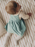 Teal Blue Baby Pinafore Bodysuit And Tights 3 Piece Set (0mths-2yrs)