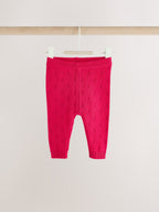 Red Stripe Knitted Bow Cardigan and Leggings Baby 2 Piece Set (0mths-2yrs)