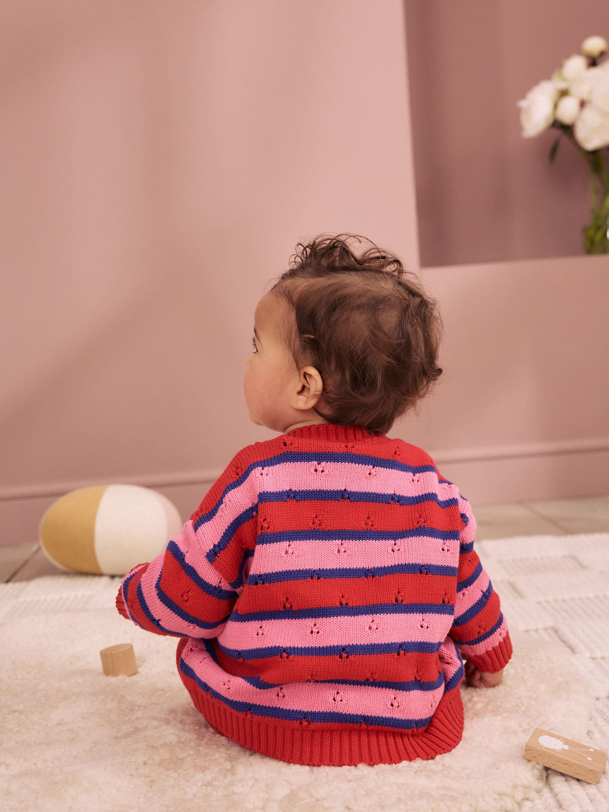 Red Stripe Knitted Bow Cardigan and Leggings Baby 2 Piece Set (0mths-2yrs)