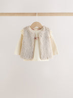 Pink/Cream Fur Baby Gilet Top and Leggings 3 Piece Set (0mths-2yrs)
