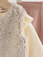 Pink/Cream Fur Baby Gilet Top and Leggings 3 Piece Set (0mths-2yrs)