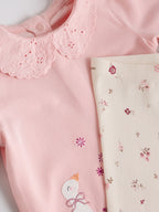 Pink Bunny Long Sleeve Top and Leggings Baby 2 Piece Set (0mths-2yrs)