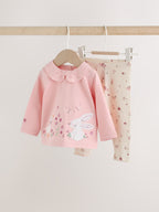 Pink Bunny Long Sleeve Top and Leggings Baby 2 Piece Set (0mths-2yrs)