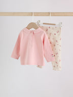 Pink Bunny Long Sleeve Top and Leggings Baby 2 Piece Set (0mths-2yrs)