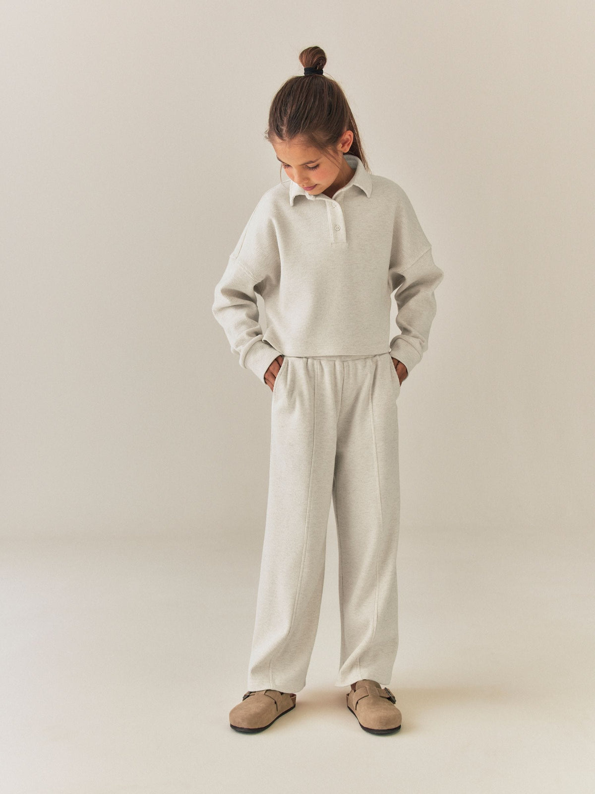 Oatmeal Rugby Wide Leg Set (3-16yrs)