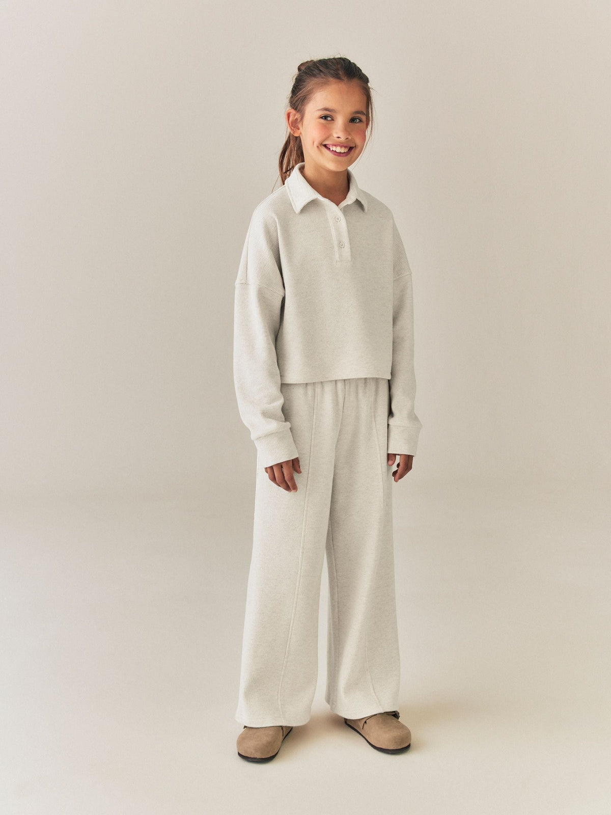 Oatmeal Rugby Wide Leg Set (3-16yrs)