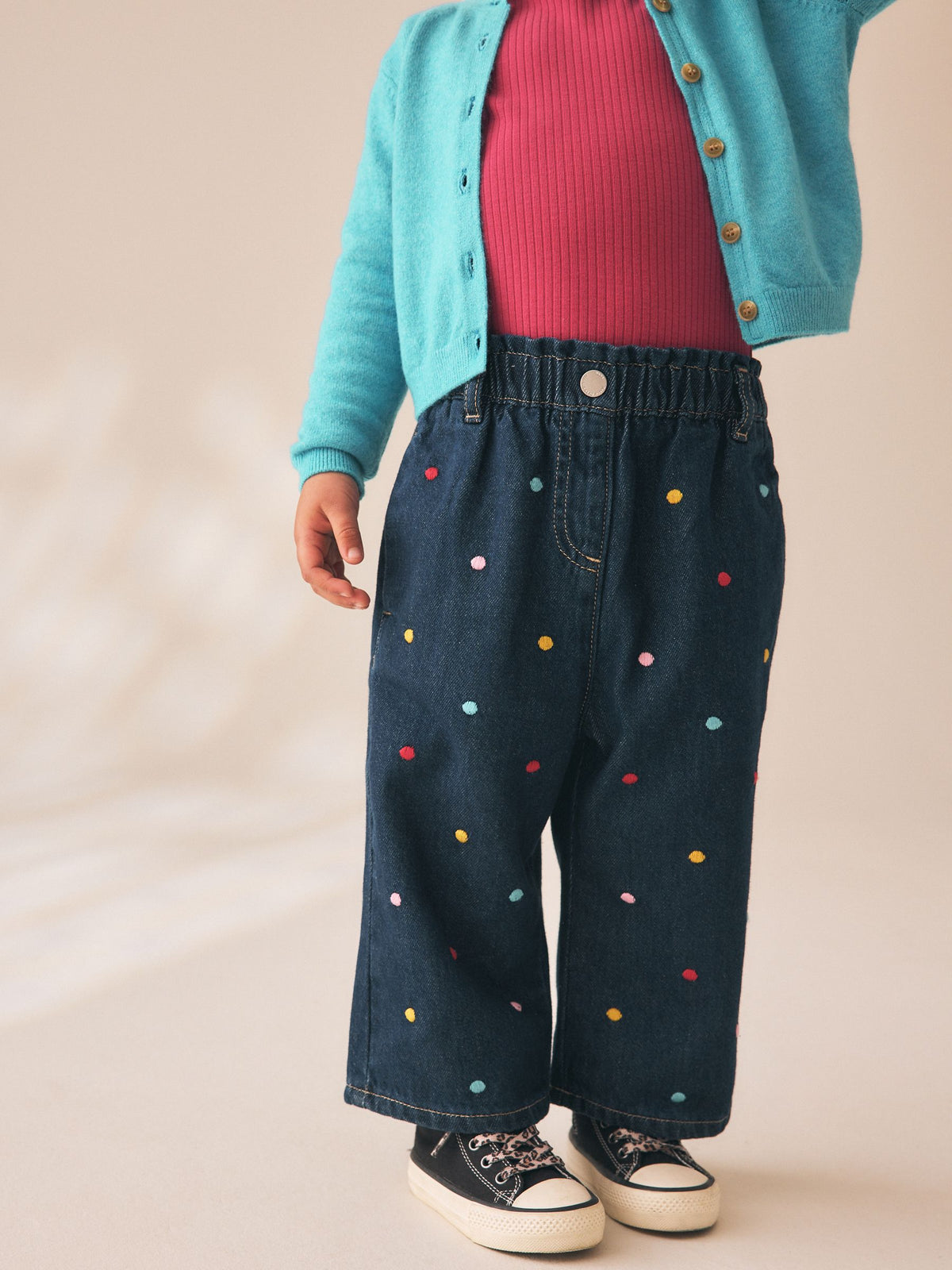 Embroidered Rainbow Spot Wide Leg Jeans (3mths-7yrs)