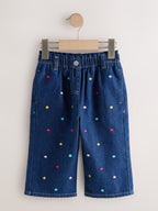 Embroidered Rainbow Spot Wide Leg Jeans (3mths-7yrs)