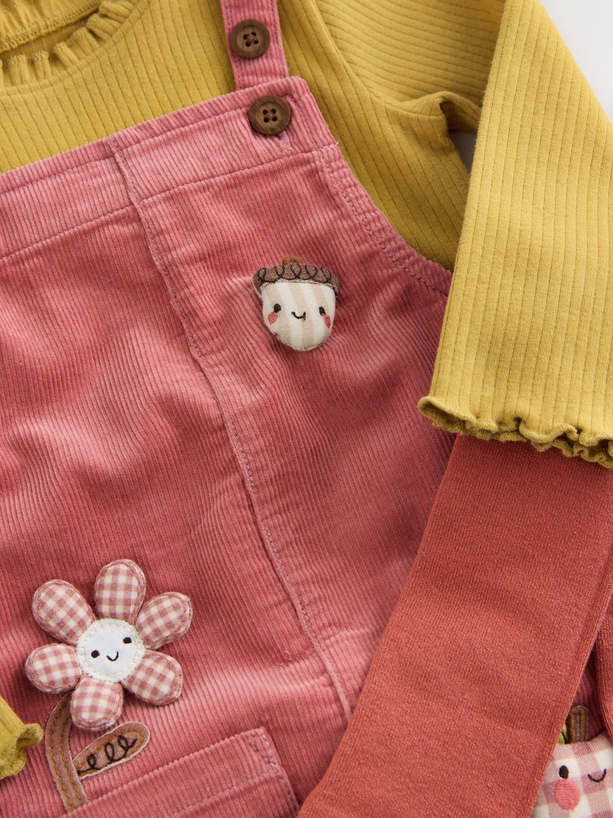 Pink Corduroy Dungaree & Tights Set (3mths-7yrs)