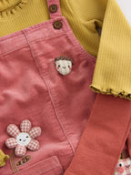 Pink Corduroy Dungaree & Tights Set (3mths-7yrs)
