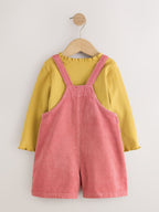 Pink Corduroy Dungaree & Tights Set (3mths-7yrs)