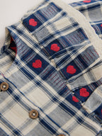 Navy Blue Heart Check Frill Collar Long Sleeve Dress (3mths-8yrs)