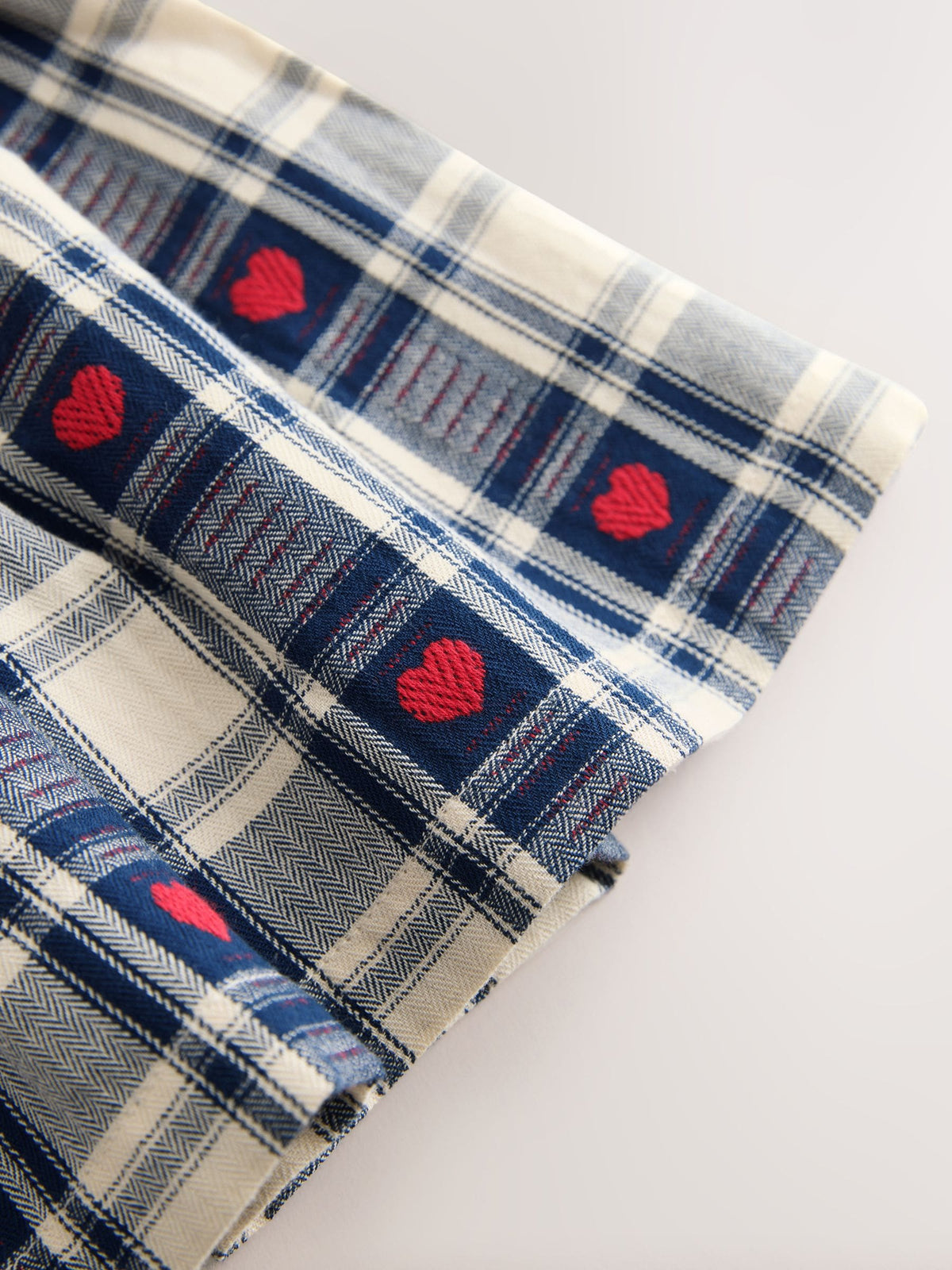 Navy Blue Heart Check Frill Collar Long Sleeve Dress (3mths-8yrs)