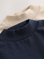 Navy/Stone Long Sleeve Turtle Neck T-Shirts 2 Pack (3mths-7yrs)