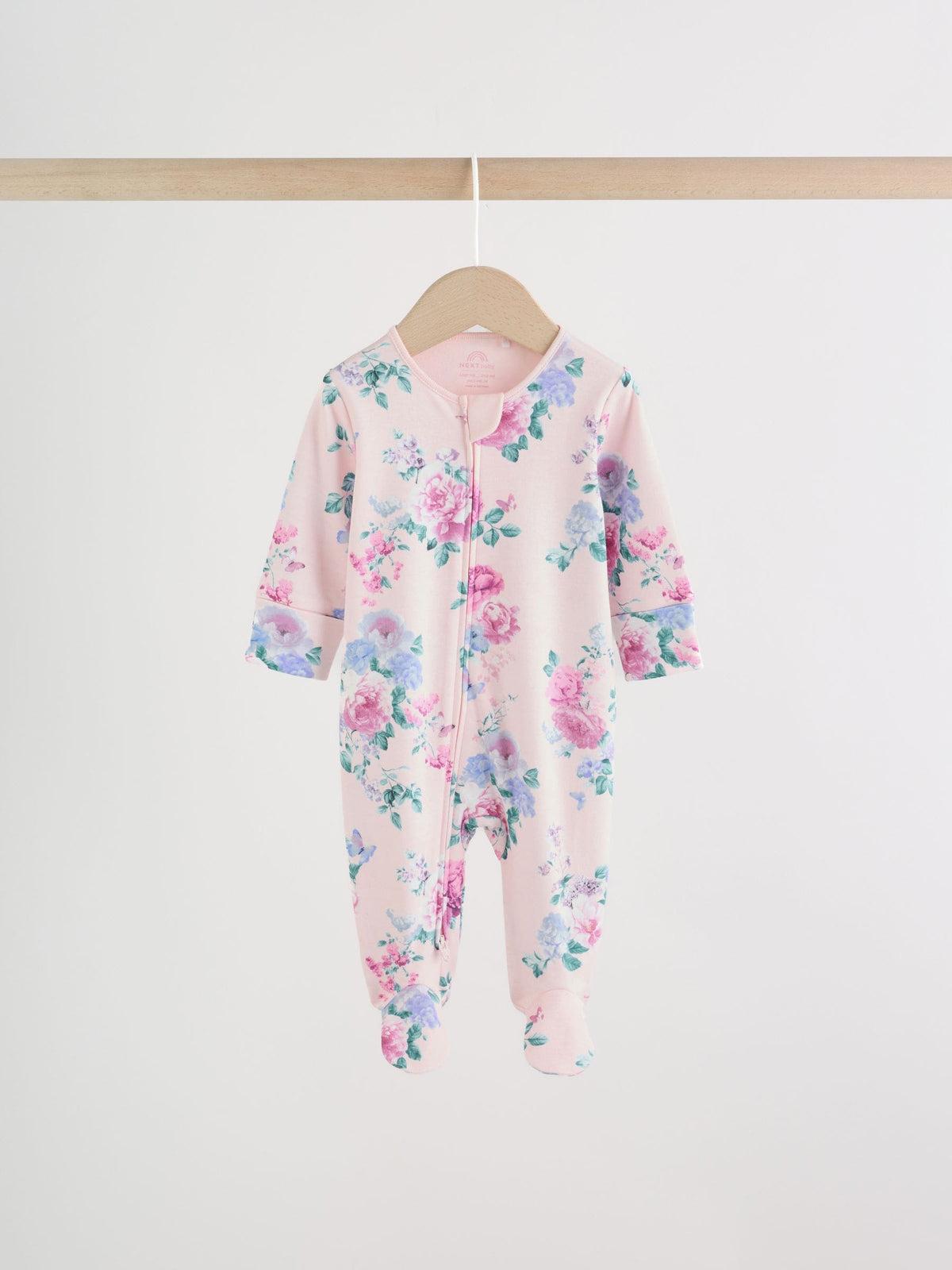 Pink Two Way Zip Baby Sleepsuit 3 Pack (0-2yrs)