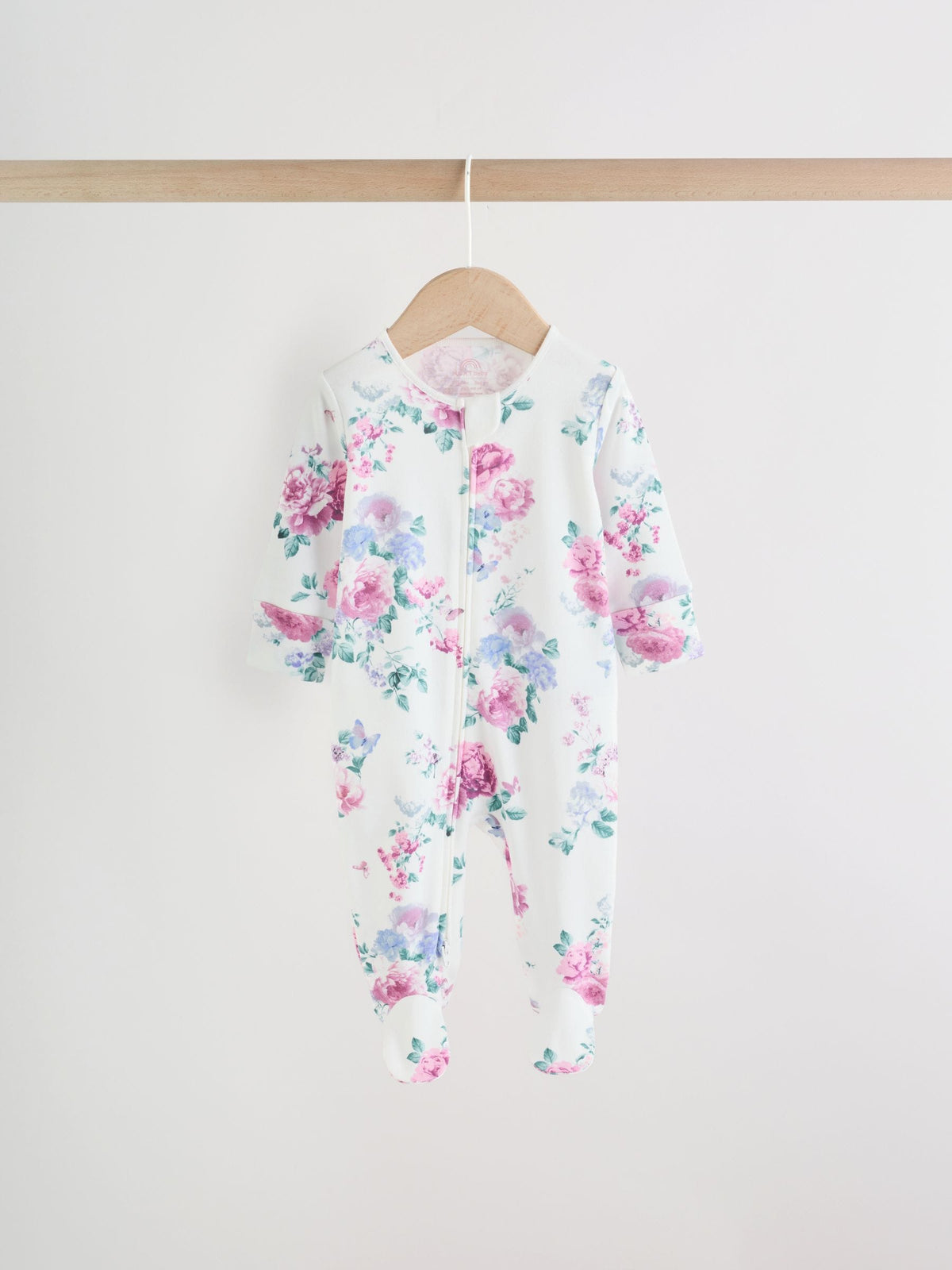 Pink Two Way Zip Baby Sleepsuit 3 Pack (0-2yrs)