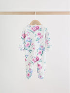 Pink Two Way Zip Baby Sleepsuit 3 Pack (0-2yrs)