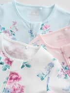 Pink Two Way Zip Baby Sleepsuit 3 Pack (0-2yrs)